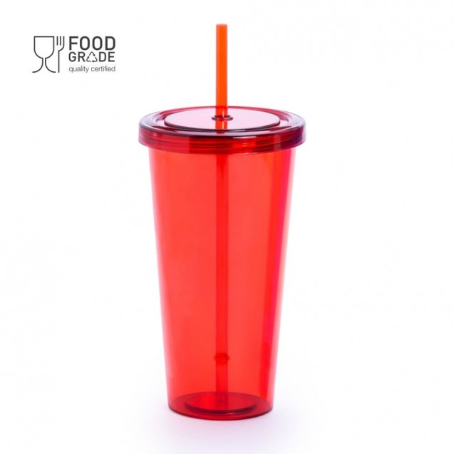 Vaso con tapa y pajita 750ml Trinox
