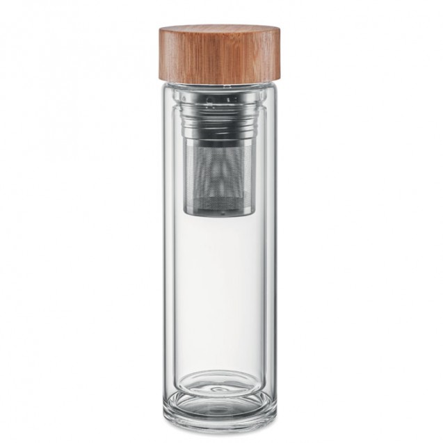 Botella de cristal 400ml tapa de bambú Batumi Glass