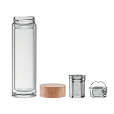 Botella de cristal 400ml tapa de bambú Batumi Glass